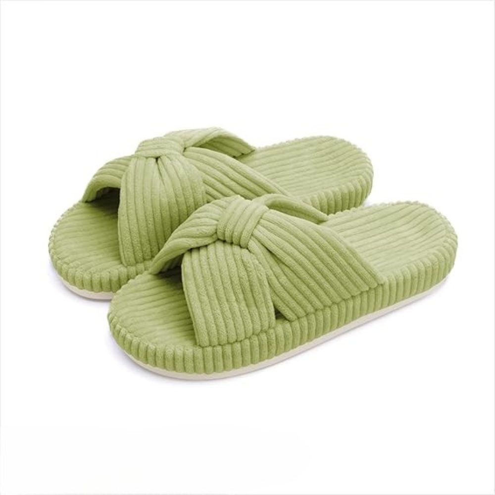 Women Memory Foam Corduroy Bow Crossband SlidesWomen Memory Foam Corduroy Bow Crossband Slides - Image 19