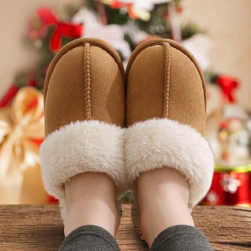 Fuzzy Pull-On Slippers With Pull On Design For Convenience-My Beach Shoes