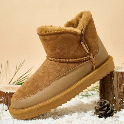 Fur-Lined Short Sheepskin Leather Snow Boots For Women - My Beach Shoes