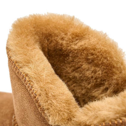 Fur-Lined Short Sheepskin Leather Snow Boots For Women - My Beach Shoes