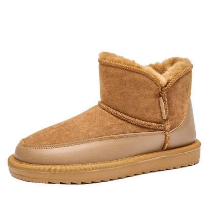 Fur-Lined Short Sheepskin Leather Snow Boots For Women - My Beach Shoes