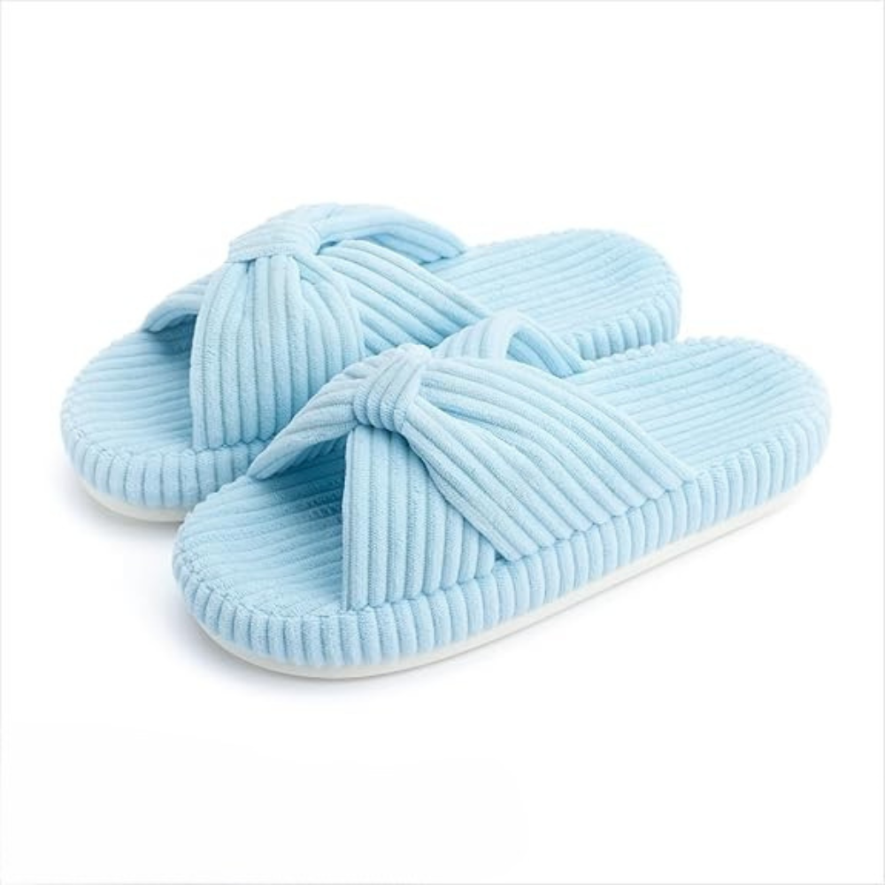 Women Memory Foam Corduroy Bow Crossband SlidesWomen Memory Foam Corduroy Bow Crossband Slides - Image 11