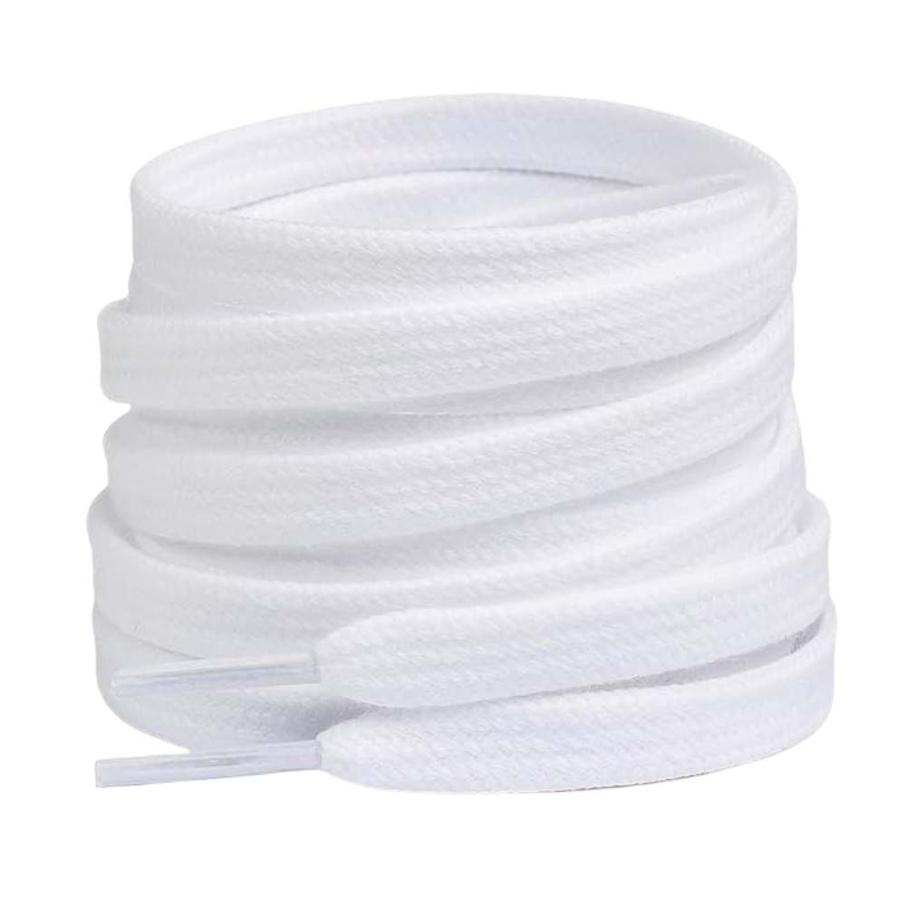 Pair of 2 Cotton Flat Shoelaces Wide for Sneakers and Athletic Shoes