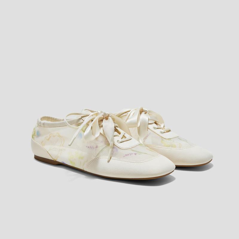 Casual Lace Streetwear Walking Ballet Sneakers For Women