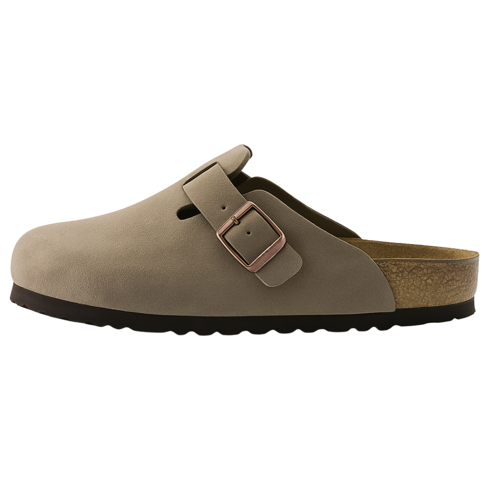 Suede Clogs With Cushioned Cork Footbed-My Beach Shoes