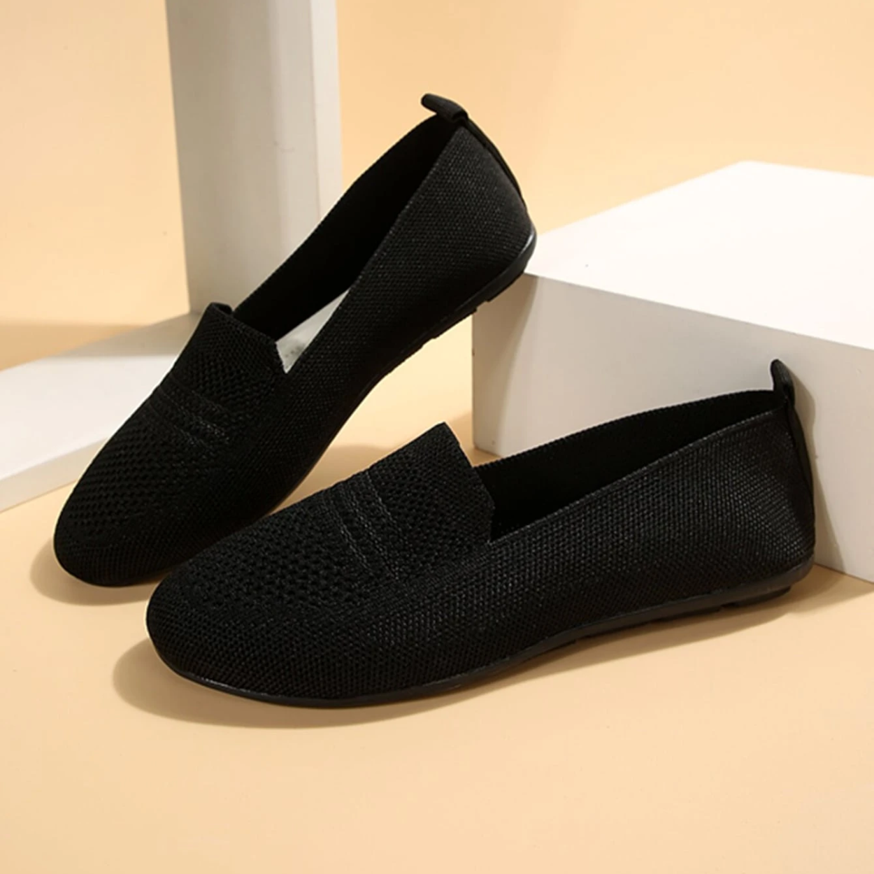 Casual Mesh Slip On Flat Loafers - Front View