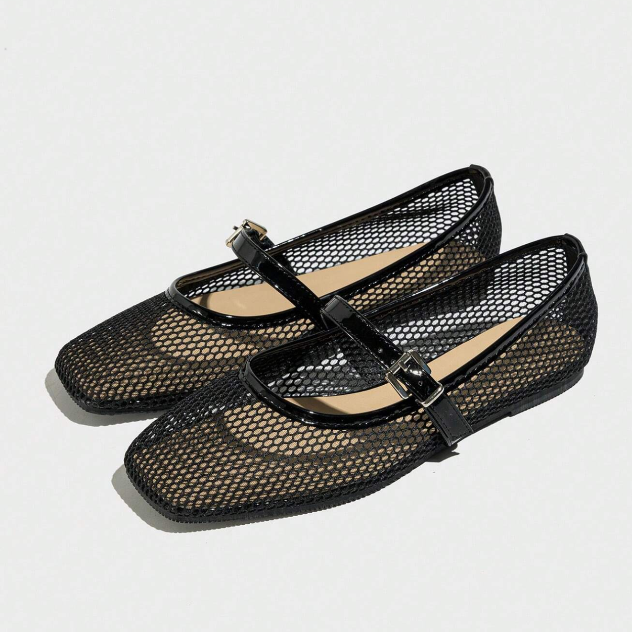 Casual And Comfortable Square Design Ballet Flats For Women in White - Side View