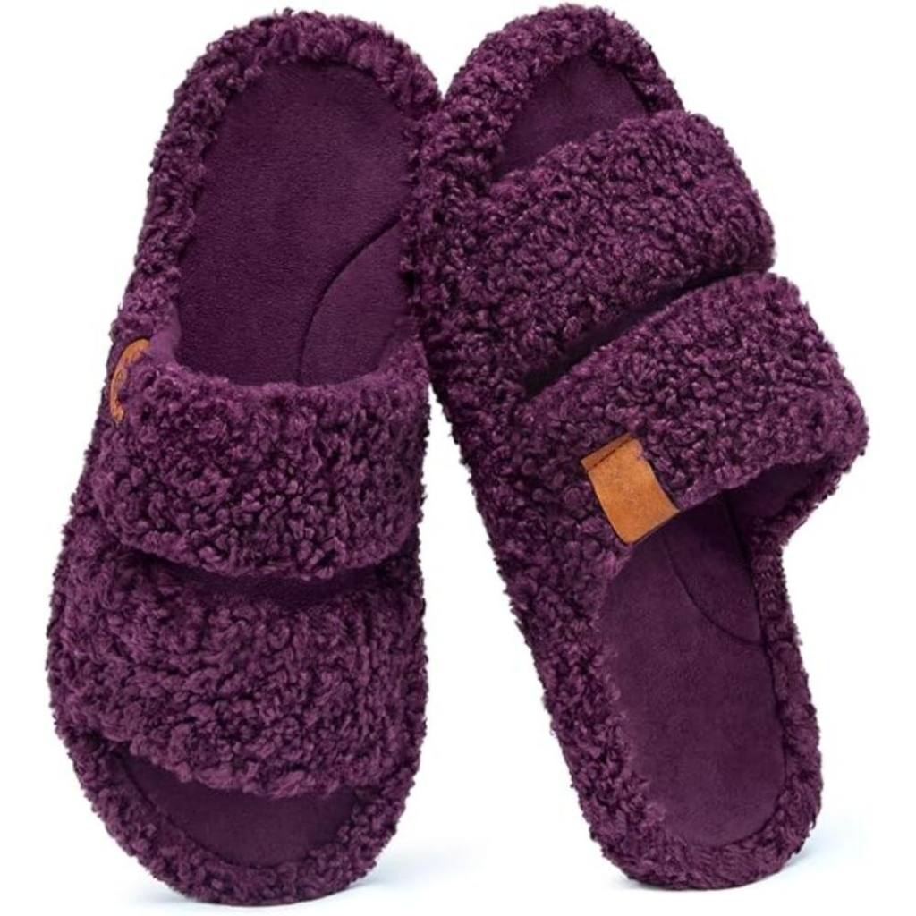 Women Memory Foam Fuzzy Open Toe House SlippersWomen Memory Foam Fuzzy Open Toe House Slippers - Image 8