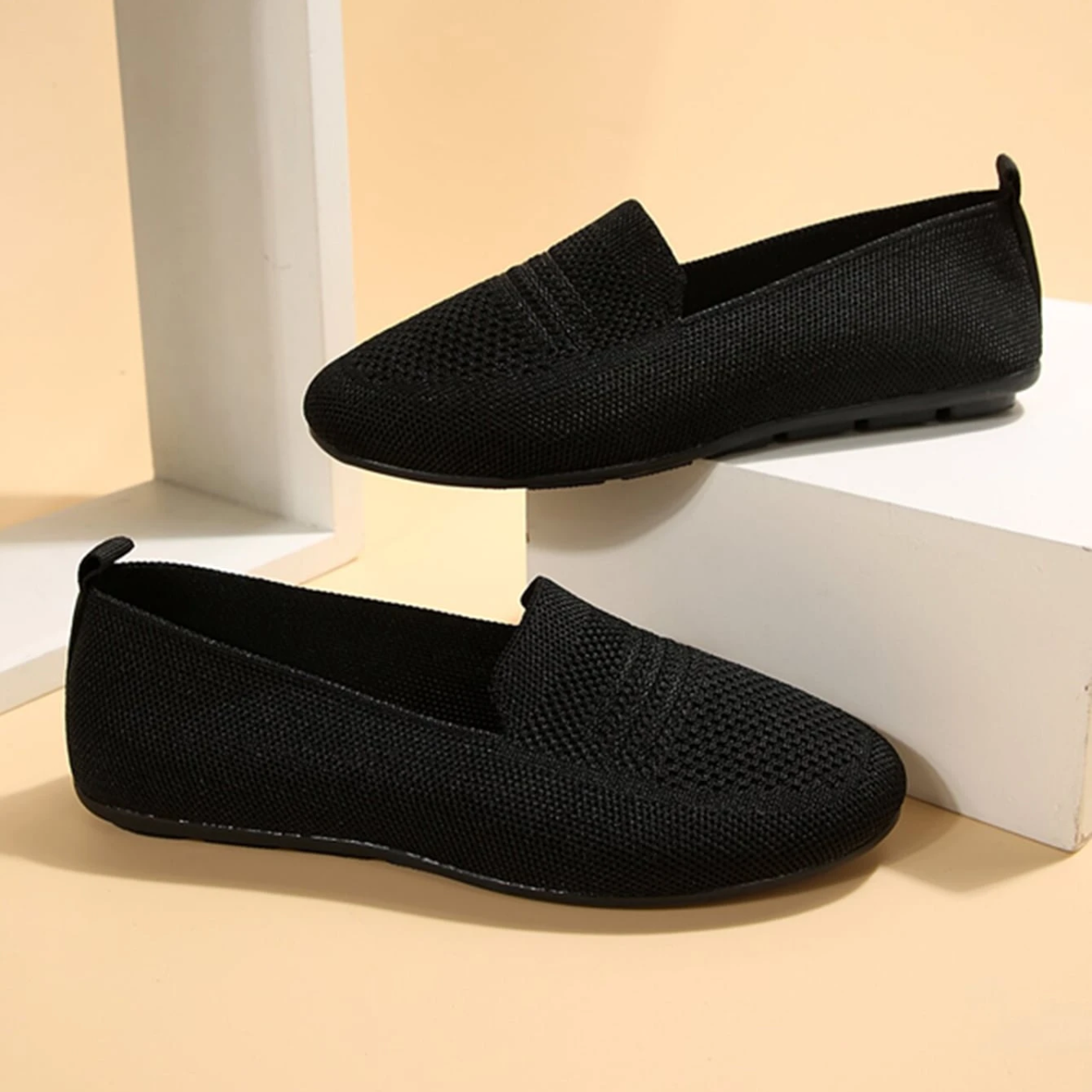 Casual Mesh Slip On Flat Loafers - Side View