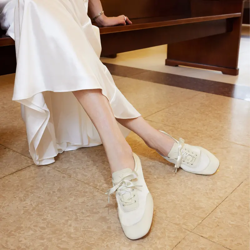Casual Lace Streetwear Walking Ballet Sneakers For Women