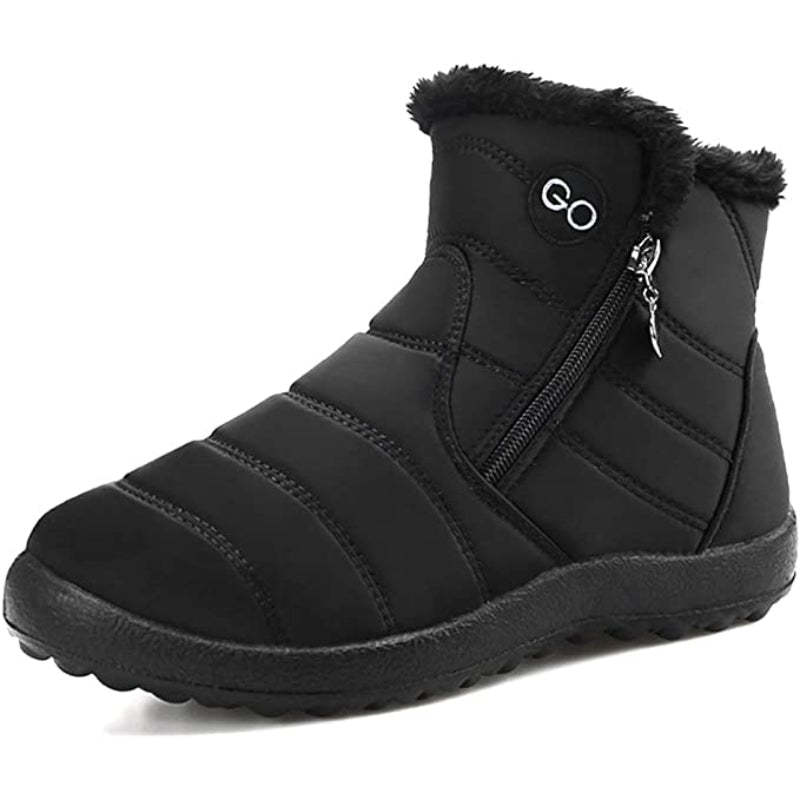 Womens Winter Snow Boots Fur Lined Warm Ankle Boots Zipper Waterproof Outdoor Booties Comfortable Shoes for Women - My Beach Shoes