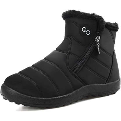Womens Winter Snow Boots Fur Lined Warm Ankle Boots Zipper Waterproof Outdoor Booties Comfortable Shoes for Women - My Beach Shoes