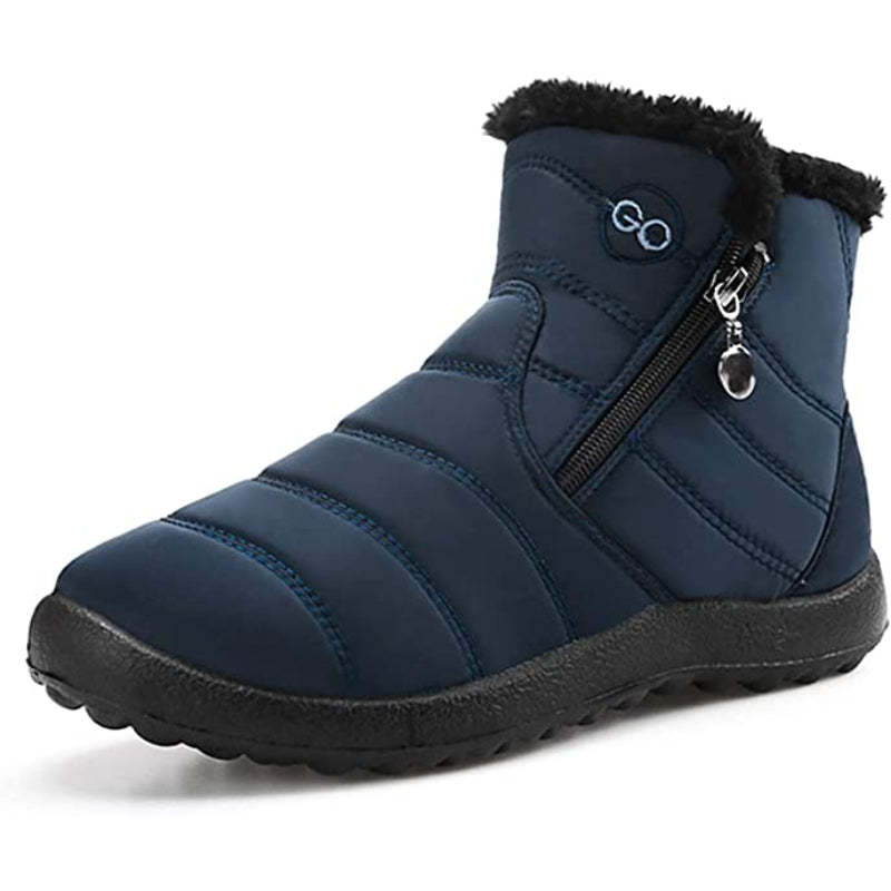 Womens Winter Snow Boots Fur Lined Warm Ankle Boots Zipper Waterproof Outdoor Booties Comfortable Shoes for Women - My Beach Shoes