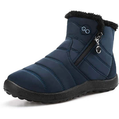 Womens Winter Snow Boots Fur Lined Warm Ankle Boots Zipper Waterproof Outdoor Booties Comfortable Shoes for Women - My Beach Shoes
