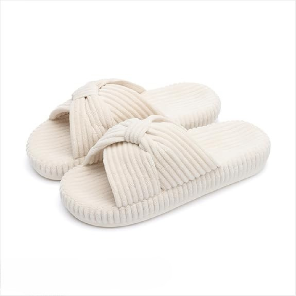 Women Memory Foam Corduroy Bow Crossband SlidesWomen Memory Foam Corduroy Bow Crossband Slides - Image 16