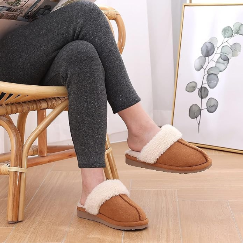 Fuzzy Pull-On Slippers With Pull On Design For Convenience-My Beach Shoes