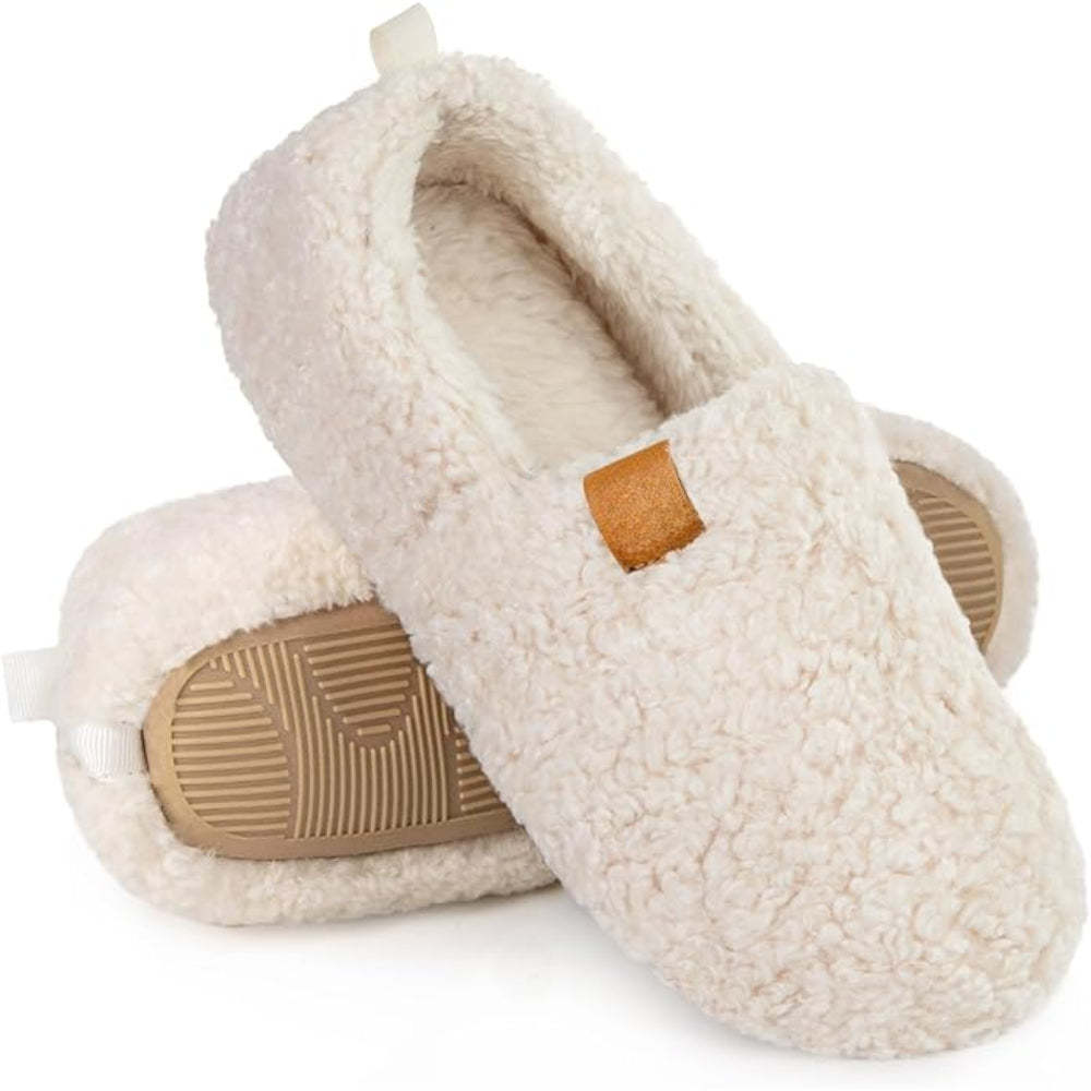Cozy Faux Wool House Slippers With Non Slip Textured Outsole - My Beach Shoes