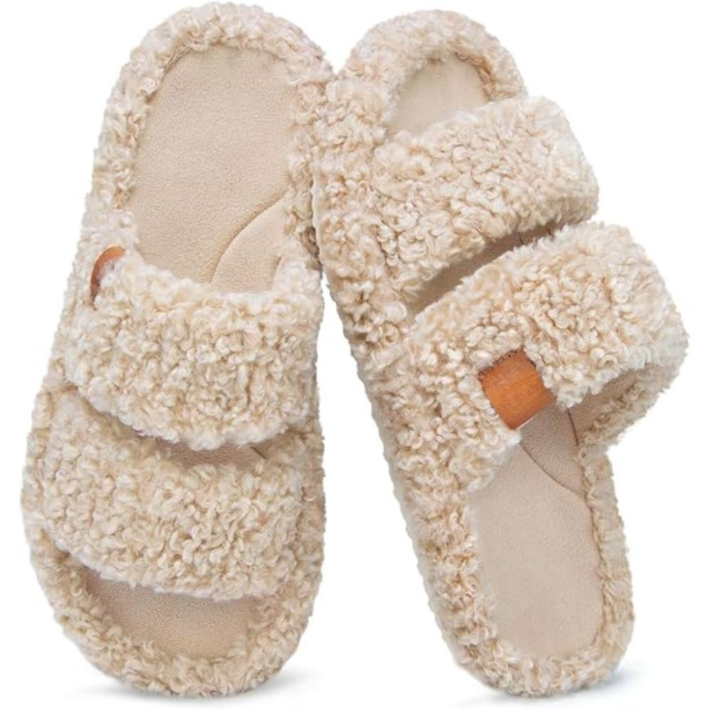 Women Memory Foam Fuzzy Open Toe House SlippersWomen Memory Foam Fuzzy Open Toe House Slippers - Image 6