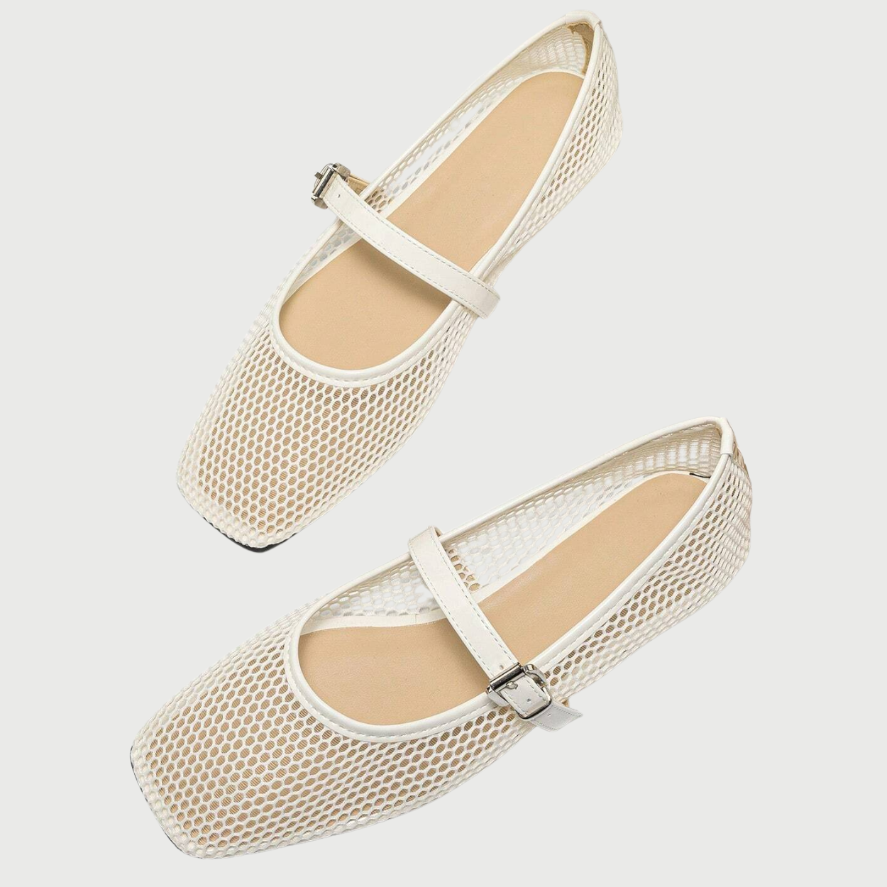 Casual And Comfortable Square Design Ballet Flats For Women in Golden - On-Foot View
