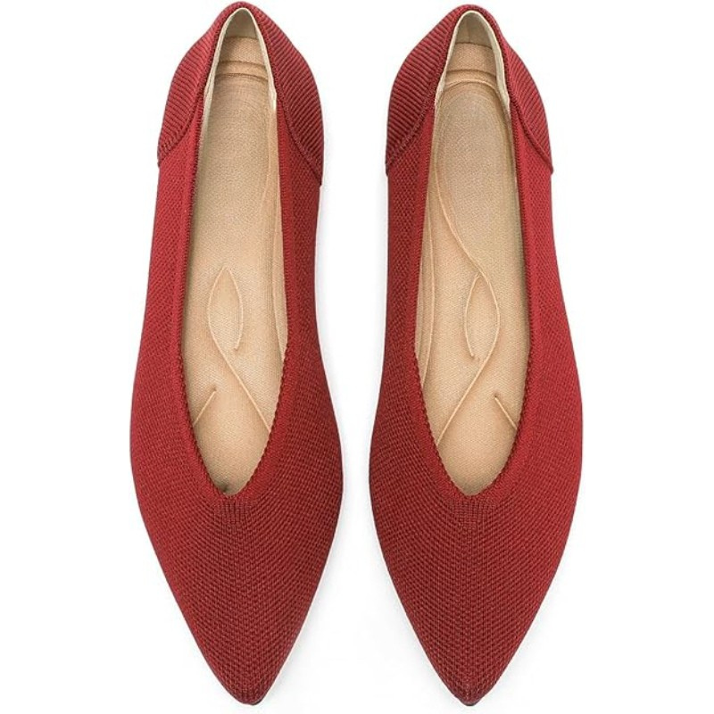 Textured Knit Slip-On Flats With Memory Foam Cushioned Insole - My Beach Shoes