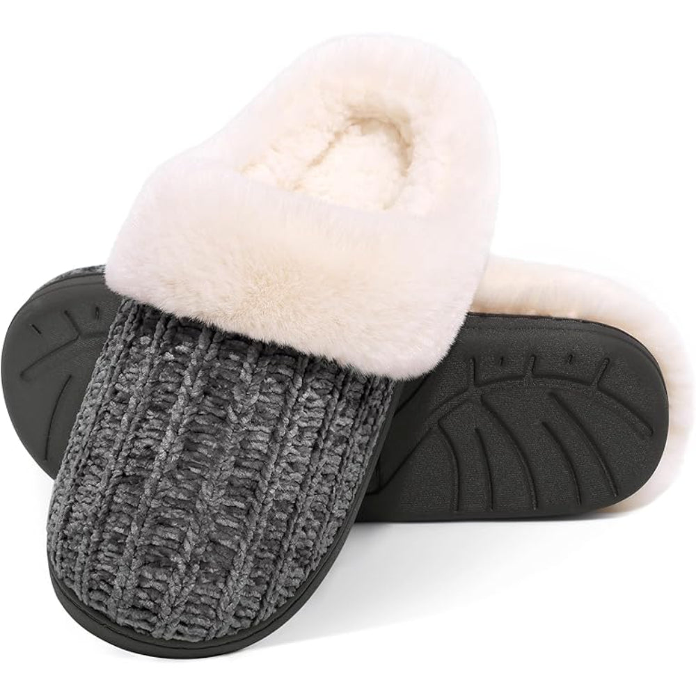 Knitted House Slippers With Plush Interior Lining For Warmth-My Beach Shoes