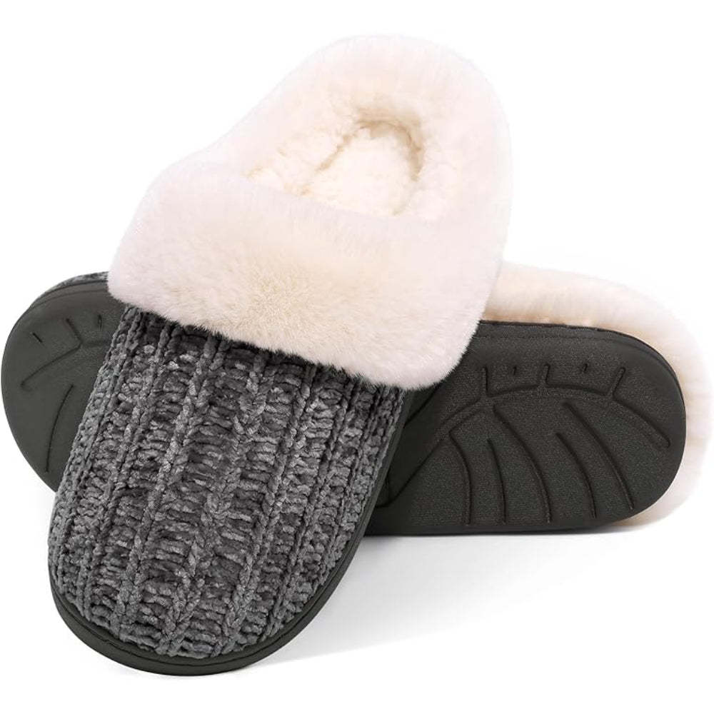 Knitted House Slippers With Plush Interior Lining For Warmth-My Beach Shoes