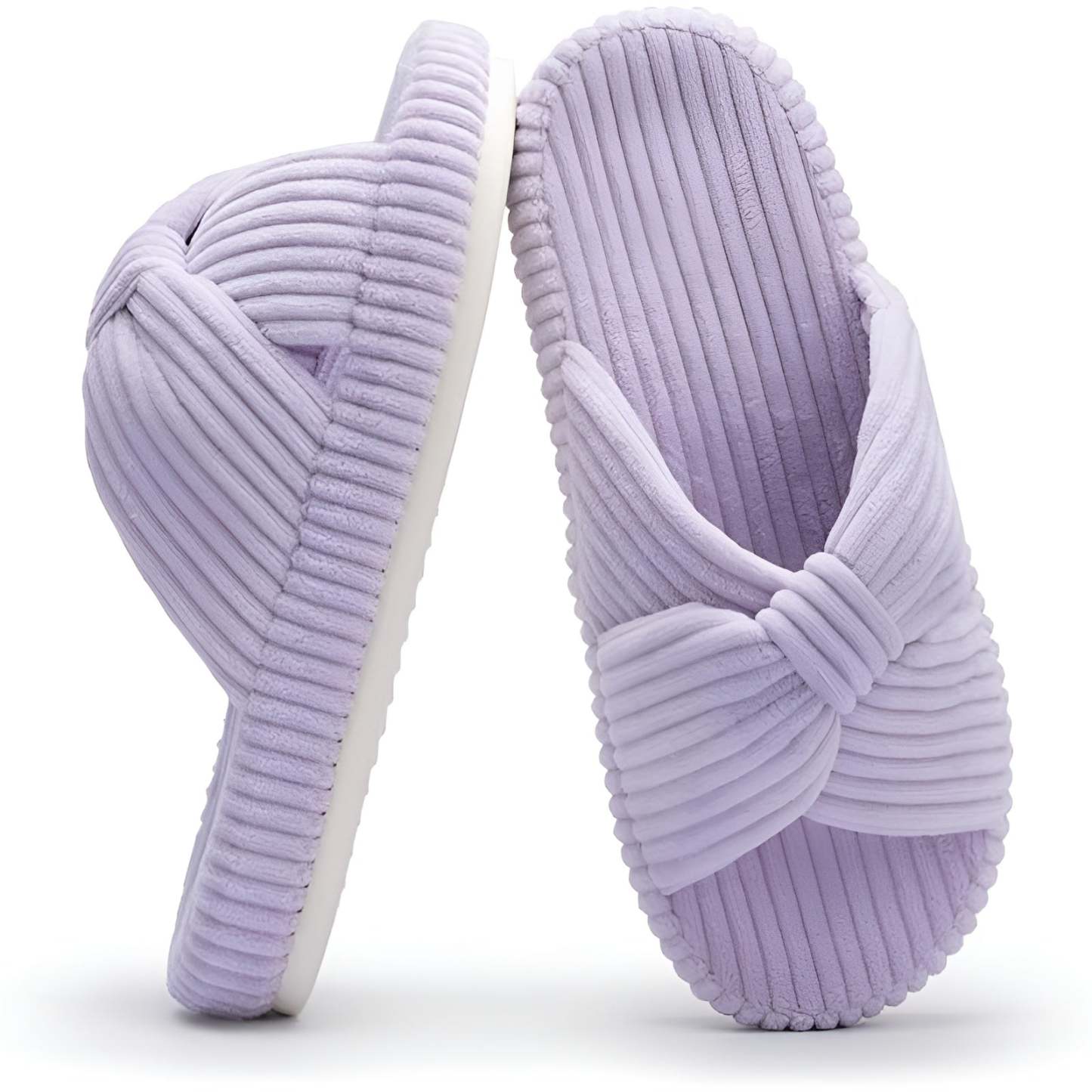 Textured Corduroy Slide Slippers With Soft Plush Lining-My Beach Shoes