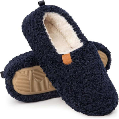 Cozy Faux Wool House Slippers With Non Slip Textured Outsole - My Beach Shoes