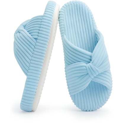 Textured Corduroy Slide Slippers With Soft Plush Lining-My Beach Shoes