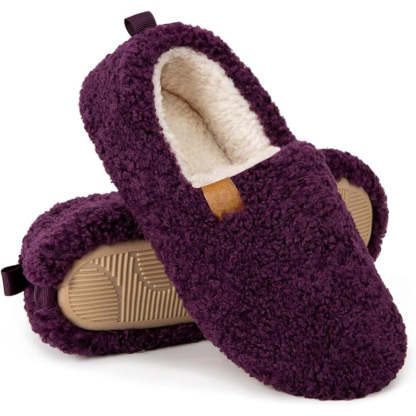 Cozy Faux Wool House Slippers With Non Slip Textured Outsole - My Beach Shoes