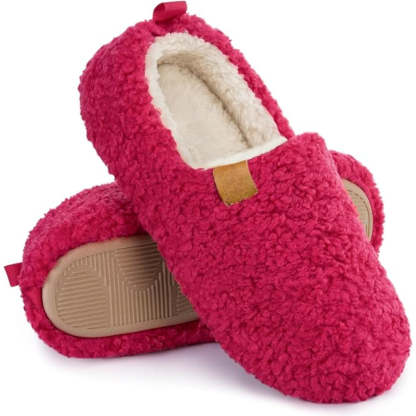 Cozy Faux Wool House Slippers With Non Slip Textured Outsole - My Beach Shoes