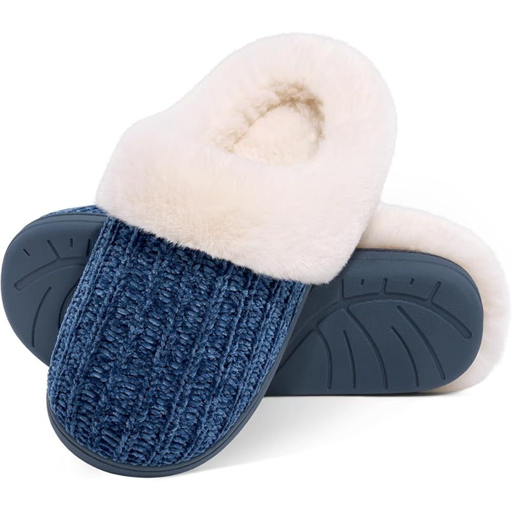 Knitted House Slippers With Plush Interior Lining For Warmth-My Beach Shoes