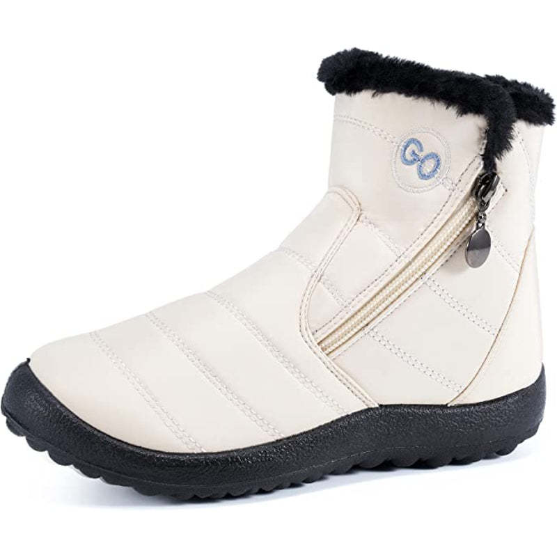 Womens Winter Snow Boots Fur Lined Warm Ankle Boots Zipper Waterproof Outdoor Booties Comfortable Shoes for Women - My Beach Shoes