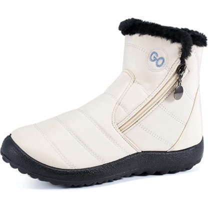 Womens Winter Snow Boots Fur Lined Warm Ankle Boots Zipper Waterproof Outdoor Booties Comfortable Shoes for Women - My Beach Shoes