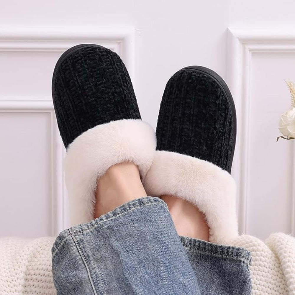 Knitted House Slippers With Plush Interior Lining For Warmth - My Beach Shoes