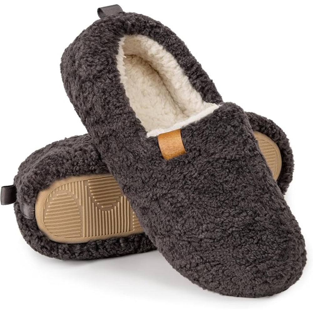 Cozy Faux Wool House Slippers With Non Slip Textured Outsole - My Beach Shoes