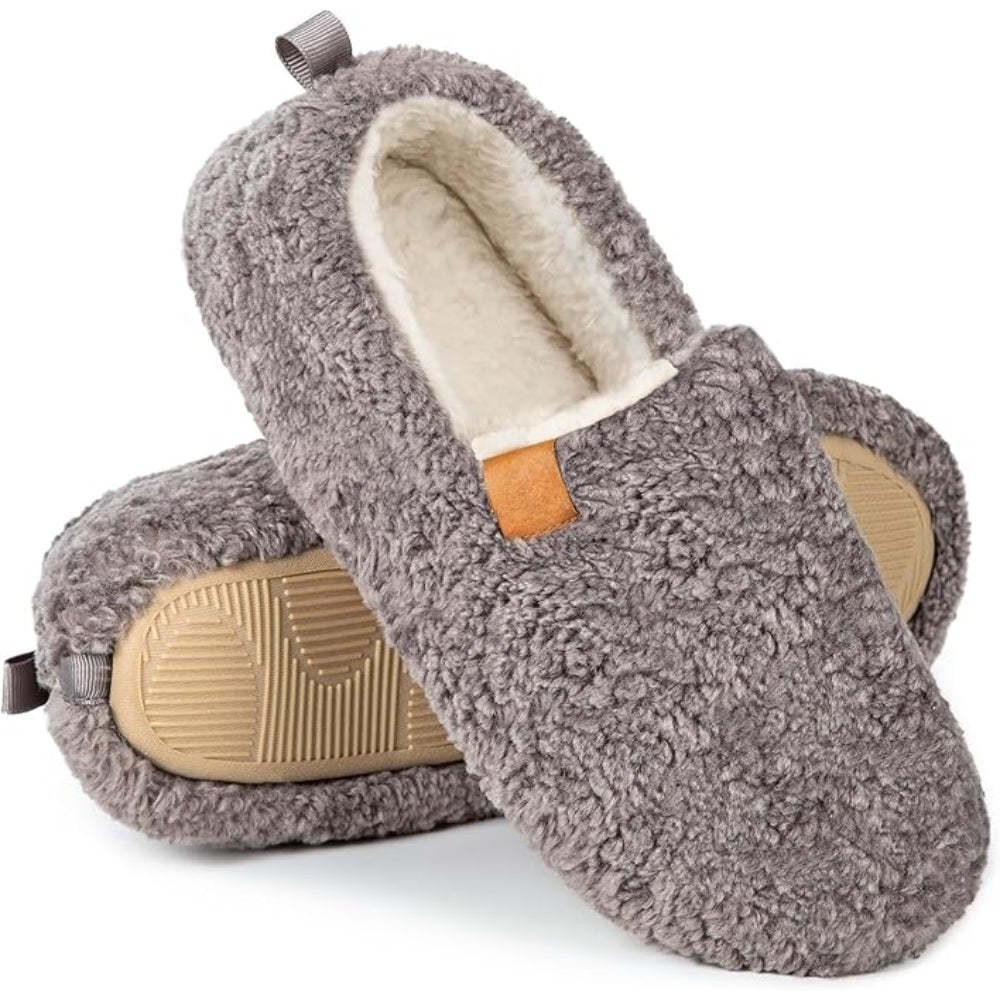 Cozy Faux Wool House Slippers With Non Slip Textured Outsole - My Beach Shoes
