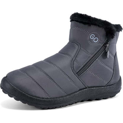 Womens Winter Snow Boots Fur Lined Warm Ankle Boots Zipper Waterproof Outdoor Booties Comfortable Shoes for Women - My Beach Shoes