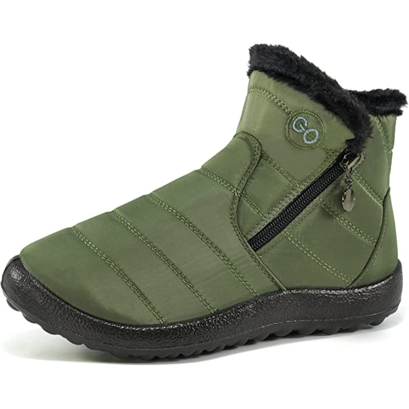 Womens Winter Snow Boots Fur Lined Warm Ankle Boots Zipper Waterproof Outdoor Booties Comfortable Shoes for Women-My Beach Shoes