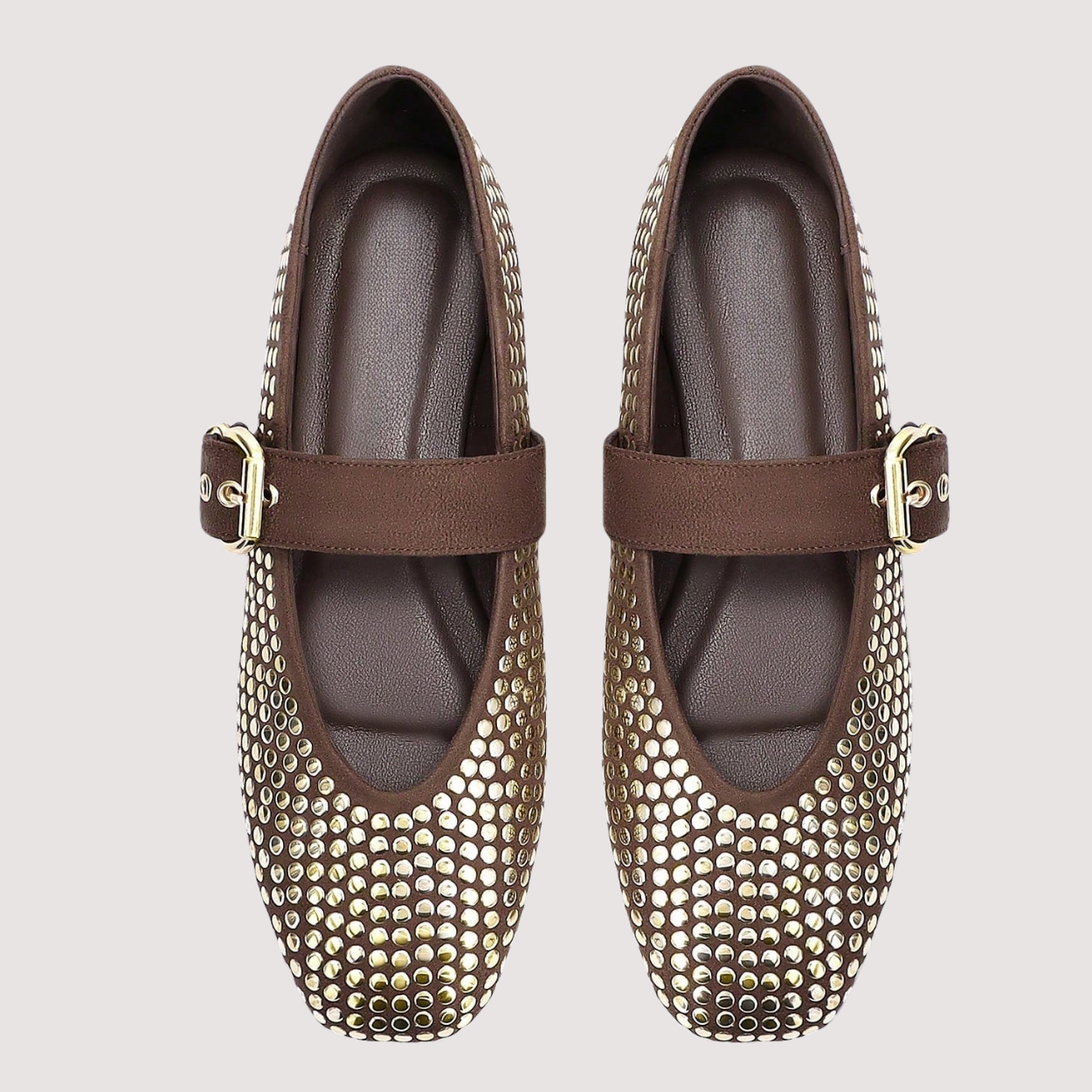 Sequin Flat Shoes With Buckle Strap For Women in Golden - Lifestyle Shot