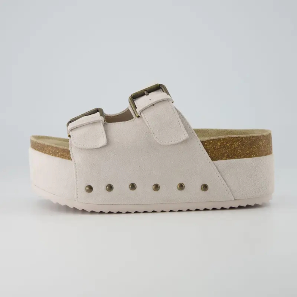 Suede Platform Double Buckle Sandals For Women