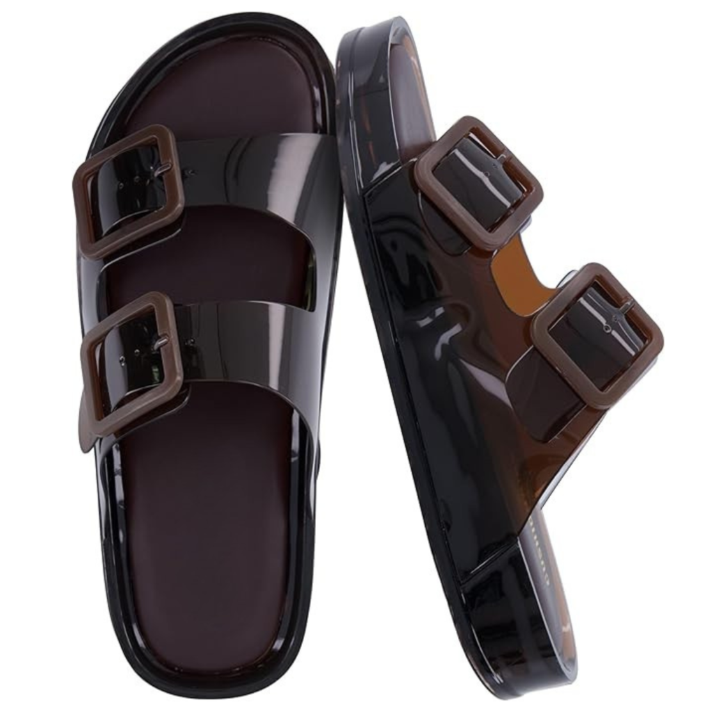 Adjustable Double Buckle Slide Slip On Sandals For Women
