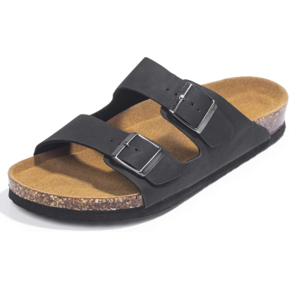 Arch Support Slides With Adjustable Buckle Straps And Cork Footbed