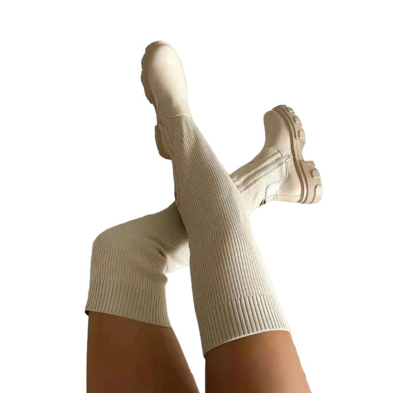 Womens Thigh High Stretch Knit Boots-My Beach Shoes