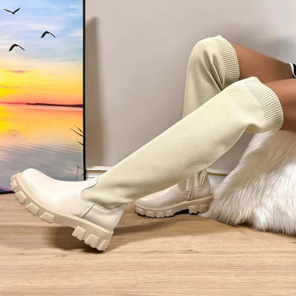 Womens Thigh High Stretch Knit Boots - My Beach Shoes