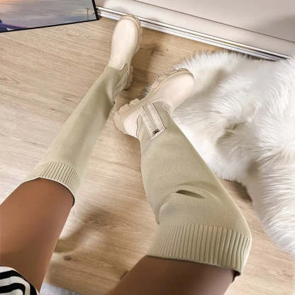 Womens Thigh High Stretch Knit Boots - My Beach Shoes