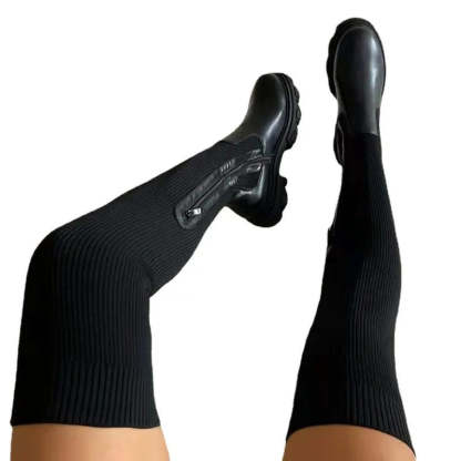 Womens Thigh High Stretch Knit Boots - My Beach Shoes