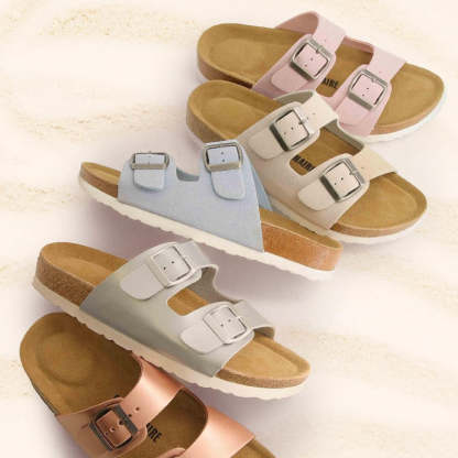 Cork Footbed Sandal With Adjustable Buckle And Soft Inner Lining - My Beach Shoes