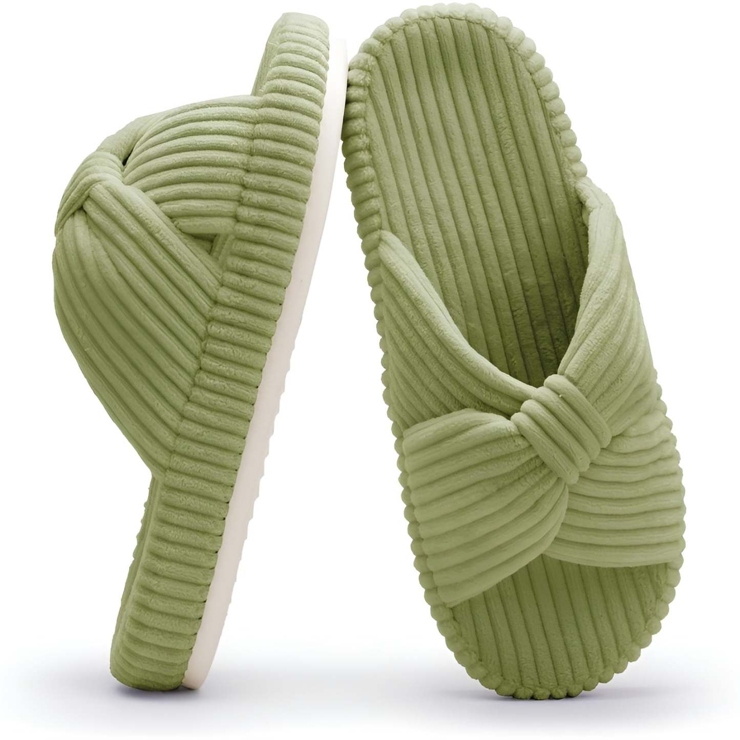Textured Corduroy Slide Slippers With Soft Plush Lining-My Beach Shoes