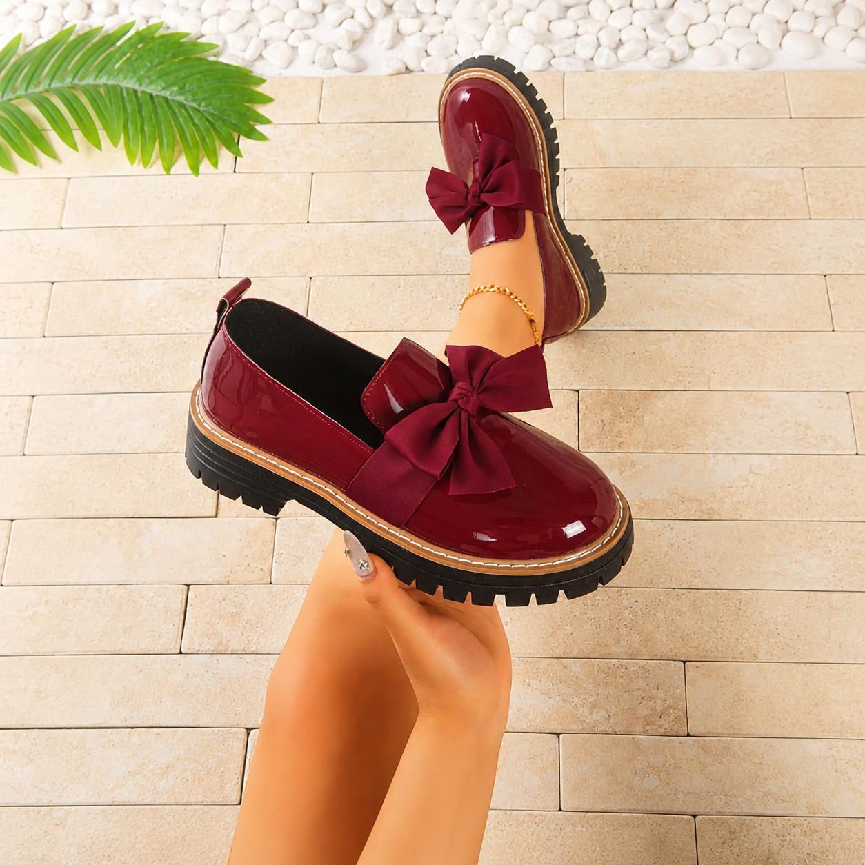 Bow Detail Loafers with Thick Sole for Casual All Season Wear for Women